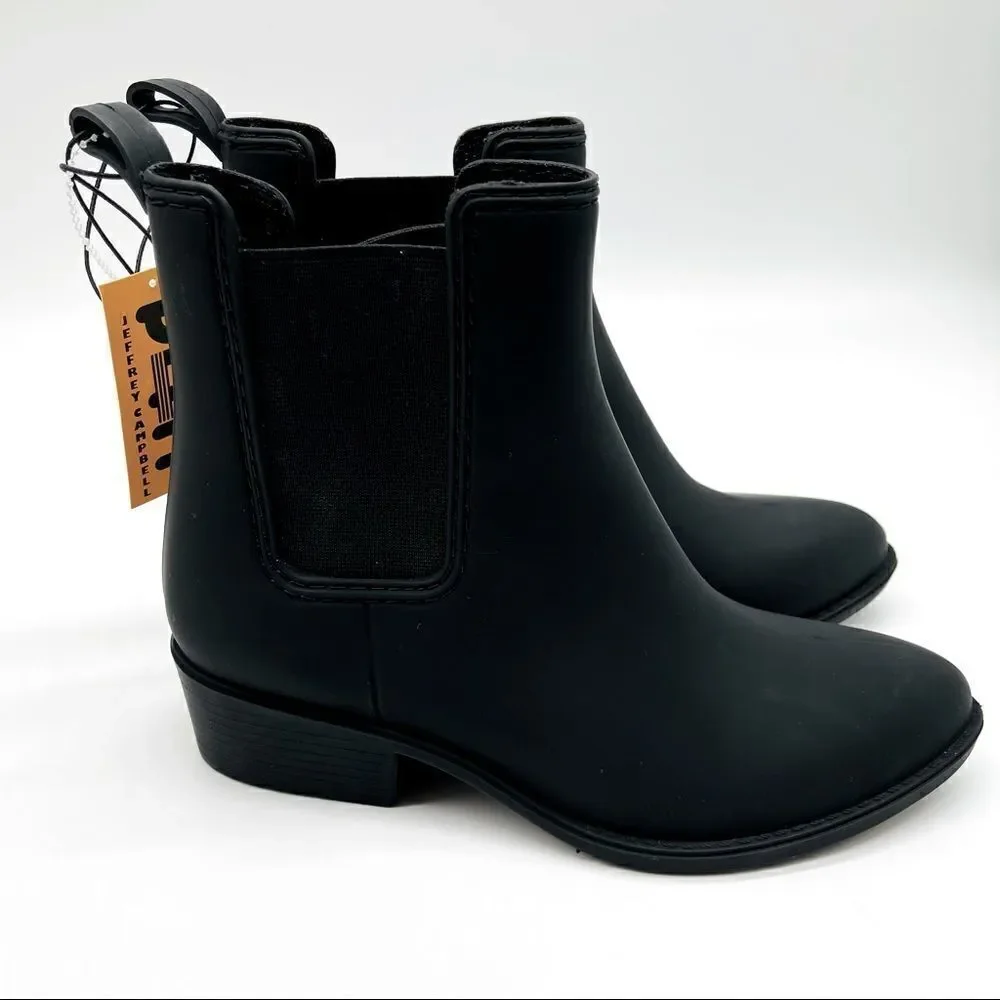 NWT Jeffrey Campbell PLAY Black Matte Rubber Ankle Boots Size 7